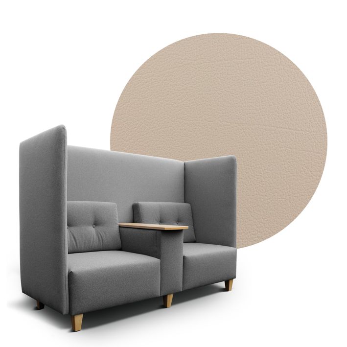 Akustik-Sofa ZONE mit 1 Ablage, SH 43 cm, Stoff/Kunstleder B1 viele Farben